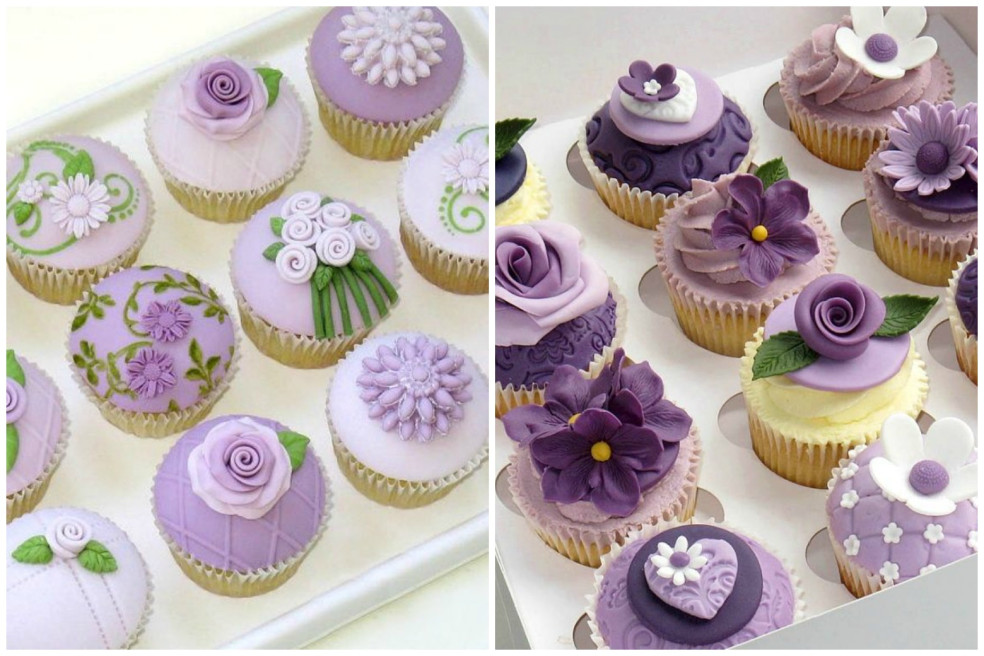 fialové cupcakes