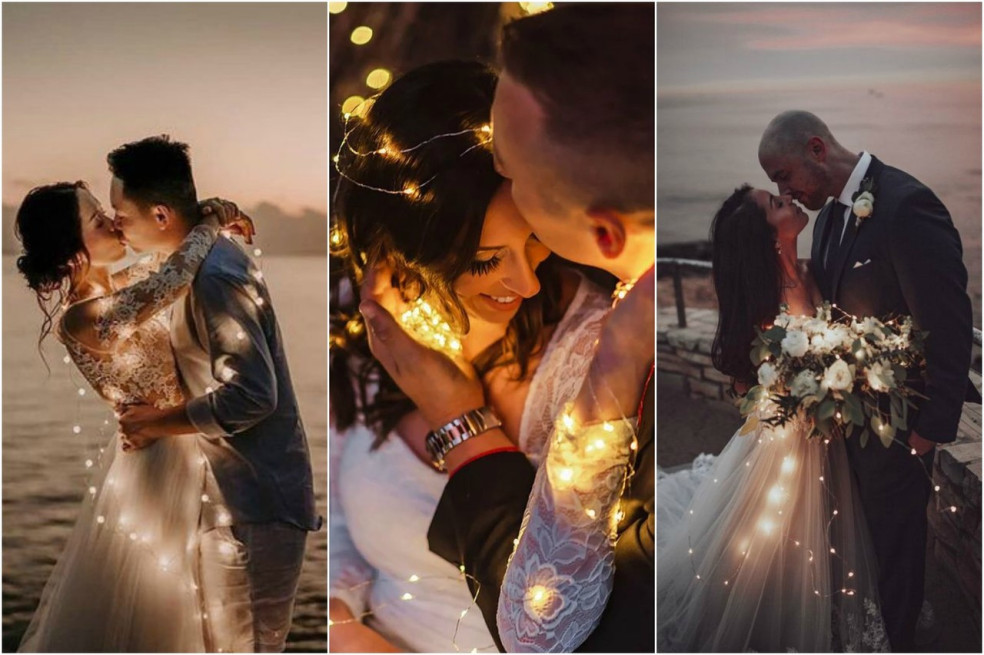 svadobné fotografie so svetielkami