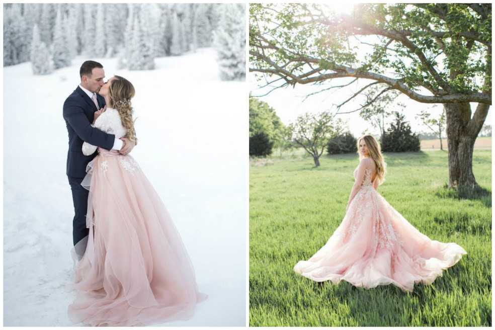 ružové svadobné šaty