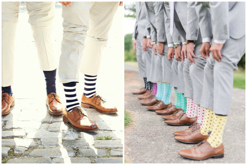 bodkované a pásikové svadobné ponožky