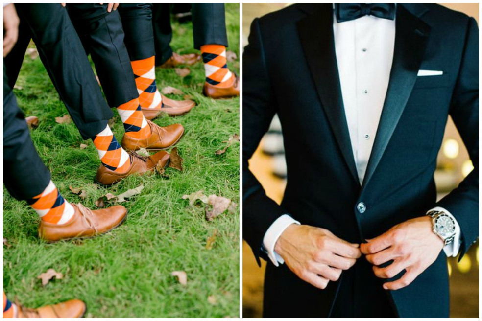 oranžové ponožky na svadbu