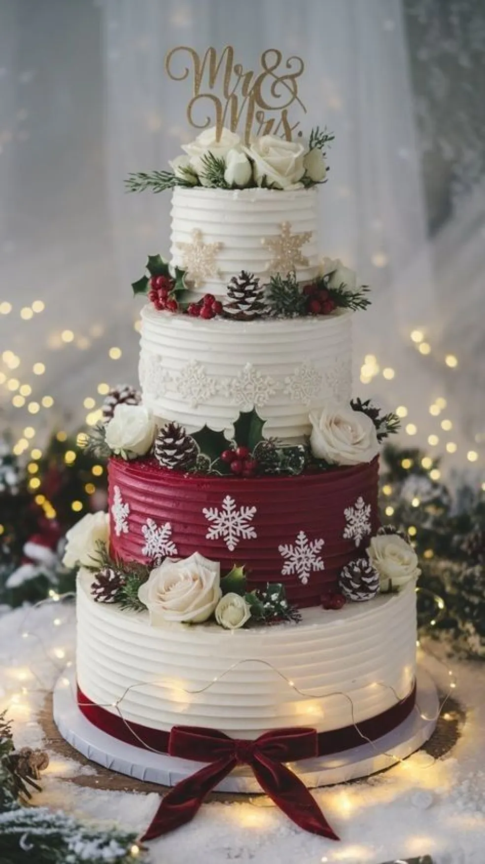 zimná svadobná torta