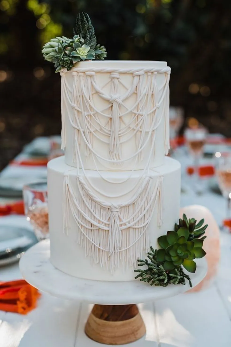 makramé svadobná torta