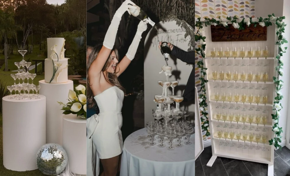 veža zo šampanského prosecco bar