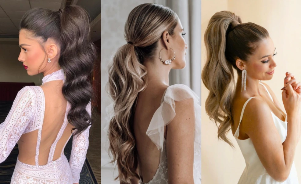 konský chvost ako svadobný účes