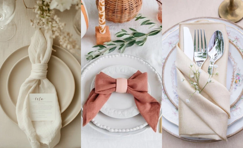 servítky na svadobných stoloch