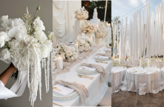 Svadba v tónoch farby roka 2026 Cloud Dancer: Nápady na výzdobu a detaily