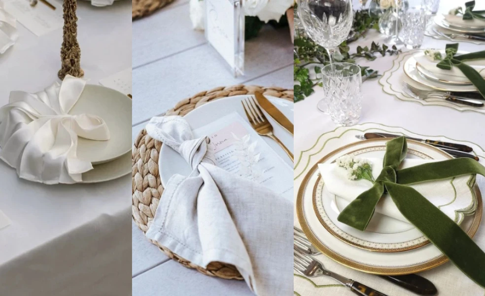servítky na svadobných stoloch